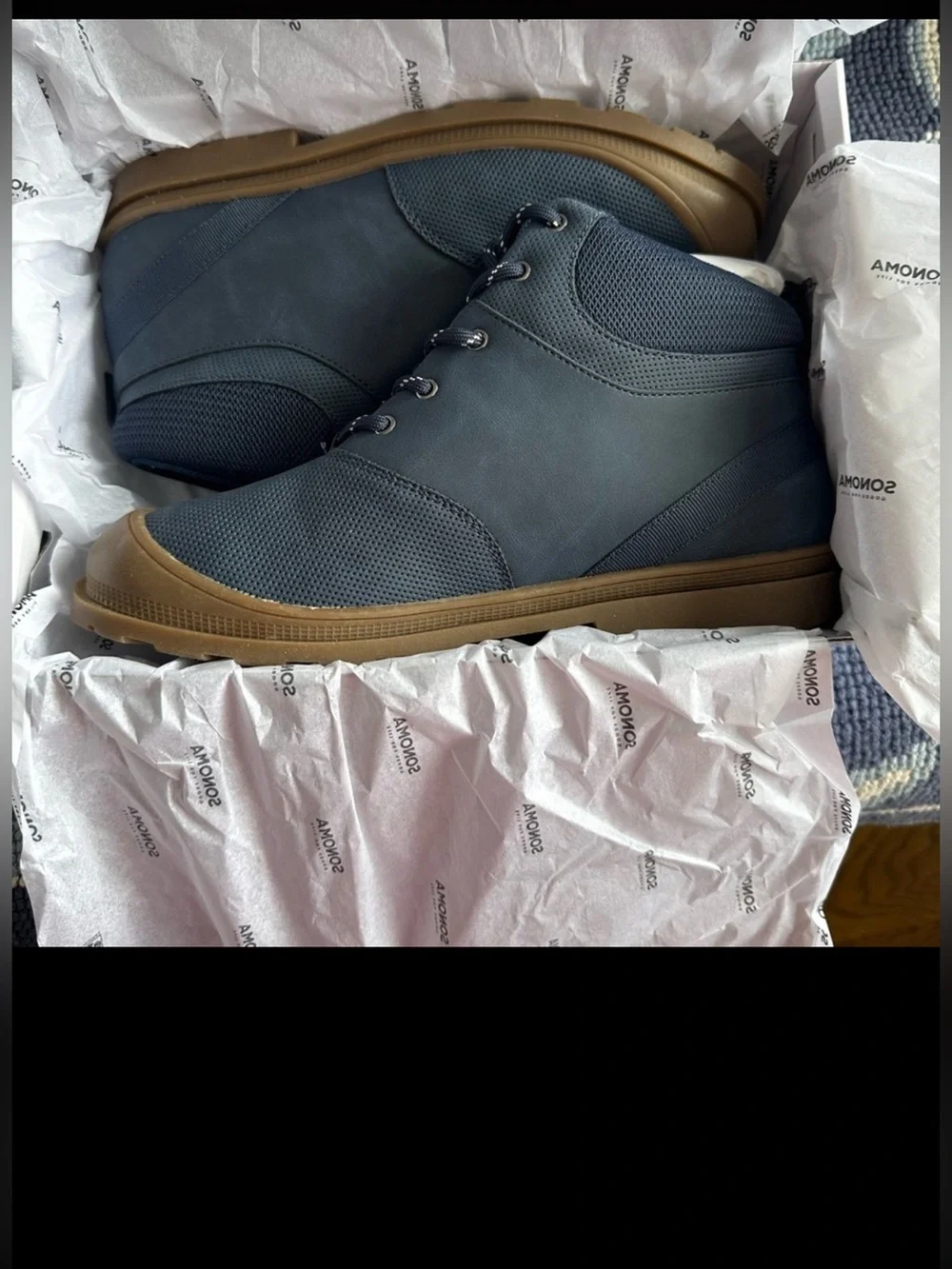✨ NWT Sonoma Nicco Kids Hiking Boots Size 6 Blue Memory Foam Lace Up